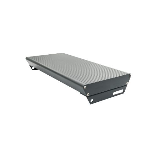 Aluminiumstufe rutschhemmend inkl. 2 Deckel & 2 Winkel und Schrauben - Ausführung: Anthrazit beschichtet, Breite: 600 mm, Tiefe: 270 mm
