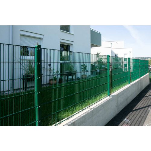 Doppelstabgitterzaun Kletterschutz 6/5/6 mm - Ausführung: grün beschichtet, Höhe: 103 cm, Länge: 251 cm