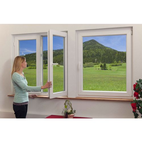 Kunststoff-Fenster weiß - Anschlagrichtung: DIN-links, Breite: 900 mm, Höhe: 900 mm