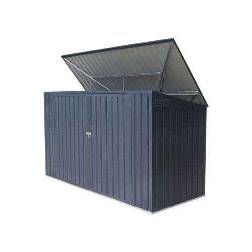 Mülltonnenbox / Gerätehaus - Farbe: anthrazit, Länge: 2350 mm, Breite: 1000 mm, Höhe: 1300 mm 