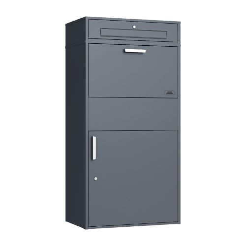 Briefkasten inkl. Paketfach Mod. 72A – Farbe: anthrazit, Breite: 72 cm, Höhe: 150 cm, Tiefe: 45 cm
