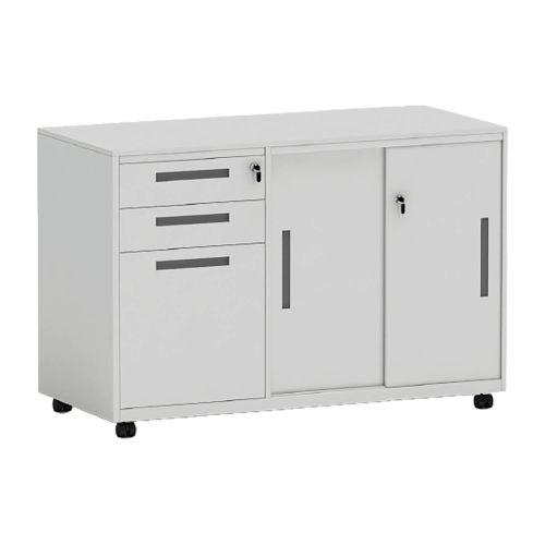 Rollcontainer Mod. Elisa mit 3 versperrbaren Schubladen + 1 versperrbaren Schiebetür - Breite: 900 mm, Höhe: 650 mm, Tiefe: 450 mm