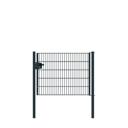 Drahtgittertor 1-flügelig, Durchgangslichte: 134 cm, Gesamtbreite inkl. Pfosten: 146 cm - Ausführung: anthrazit beschichtet, Höhe: 103 cm