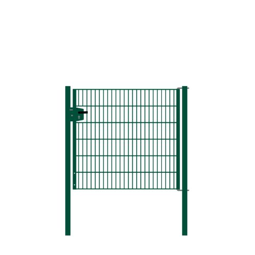 Drahtgittertor 1-flügelig, Durchgangslichte: 134 cm, Gesamtbreite inkl. Pfosten: 146 cm - Ausführung: grün beschichtet, Höhe: 123 cm