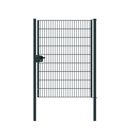 Drahtgittertor 1-flügelig, Durchgangslichte: 134 cm, Gesamtbreite inkl. Pfosten: 146 cm - Ausführung: anthrazit beschichtet, Höhe: 183 cm