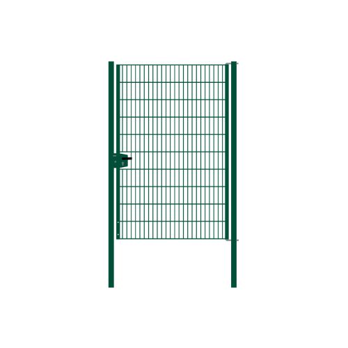 Drahtgittertor 1-flügelig, Durchgangslichte: 134 cm, Gesamtbreite inkl. Pfosten: 146 cm - Ausführung: grün beschichtet, Höhe: 203 cm