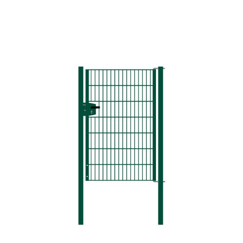 Drahtgittertor 1-flügelig, Durchgangslichte: 95 cm, Gesamtbreite inkl. Pfosten: 107 cm - Ausführung: grün beschichtet, Höhe: 143 cm