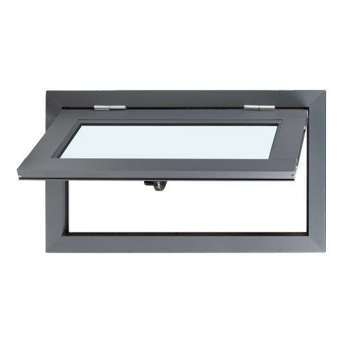 Fenster für WPC Gartenhäuser - Farbe: eisengrau RAL 7011, Breite: 90,5 cm, Höhe: 50,5 cm, Aluminium