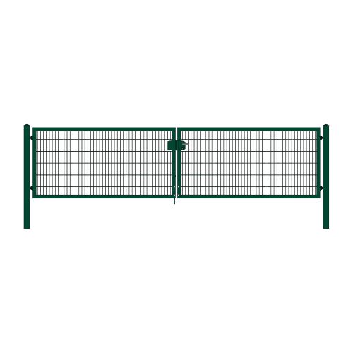 Rohrrahmenflügeltor 2-flügelig - Ausführung: grün beschichtet, Höhe: 123 cm, Durchgangslichte: 500 cm