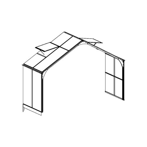 Erweiterungsset Gewächshaus Rosmarin PRO  - Farbe: schwarz, Ausführung: Echtglas 4 mm, Länge: 1370 mm, Breite: 3540 mm, Höhe: 2670 mm