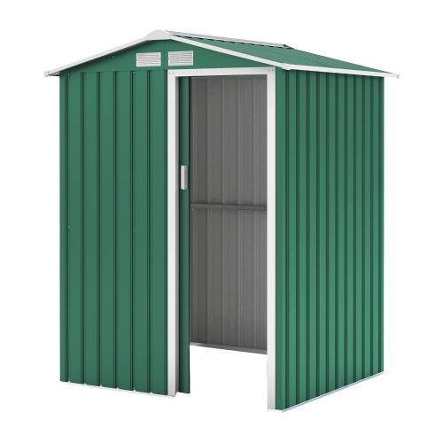 Gerätehaus Kompakt 1, Farbe: grün, Dachlänge: 1550 mm, Dachbreite: 1300 mm, Gesamthöhe: 1860 mm