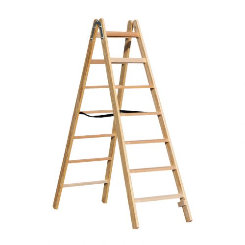 Holz Stufen Doppelleiter Mod. HST - Sprossenanzahl: 2 x 7, Länge: 1,89 m