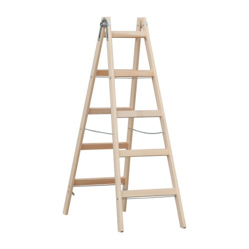 Holzleiter Doppelleiter Mod. HZ - Sprossenanzahl: 2 x 5, Länge: 1,66 m