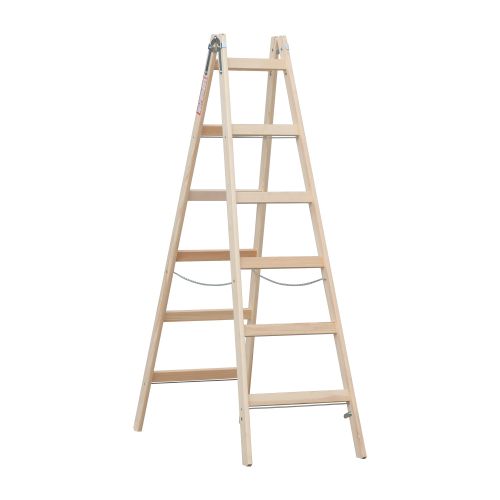 Holzleiter Doppelleiter Mod. HZ - Sprossenanzahl: 2 x 6, Länge: 1,96 m