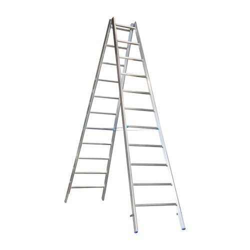 Alu-Sprossen Stehleiter für Maler Mod. M - Sprossenanzahl: 2 x 11, Länge: ca. 3,55 m