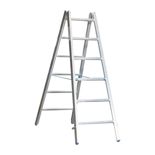 Alu-Sprossen Stehleiter für Maler Mod. M - Sprossenanzahl: 2 x 6, Länge: ca. 2,05 m