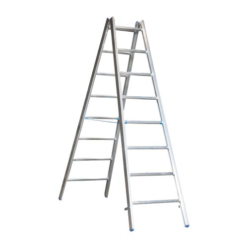 Alu-Sprossen Stehleiter für Maler Mod. M - Sprossenanzahl: 2 x 8, Länge: ca. 2,65 m