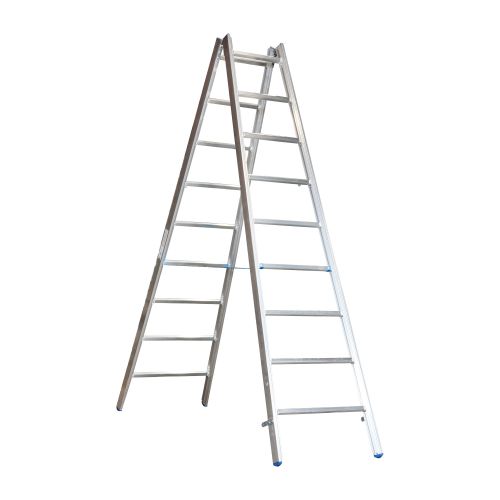Alu-Sprossen Stehleiter für Maler Mod. M - Sprossenanzahl: 2 x 9, Länge: ca. 2,95 m