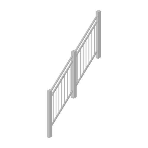 Treppengeländer aus Aluminium - für Stufenanzahl: 13, Pfostenanzahl: 3, Farbe: grau