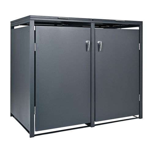 Mülltonnenbox 2-flügelig - Farbe: anthrazit, Breite: 132 cm, Höhe: 116 cm, Tiefe: 80 cm