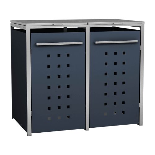 Mülltonnenbox 2-flügelig - Farbe: anthrazit, Breite: 132 cm, Höhe: 116 cm, Tiefe: 80 cm