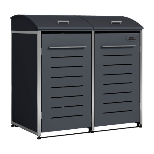 Mülltonnenbox 2-flügelig - Farbe: anthrazit, Breite: 139 cm, Höhe: 135,4 cm, Tiefe: 82,6 cm