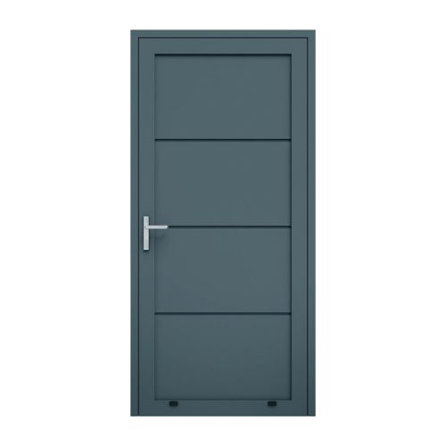 Alu Nebeneingangstür 1-flügelig - Maße: 1000 x 2000 mm (B x H), Farbe: anthrazit RAL 7016, Anschlag: innen rechts - DIN rechts
