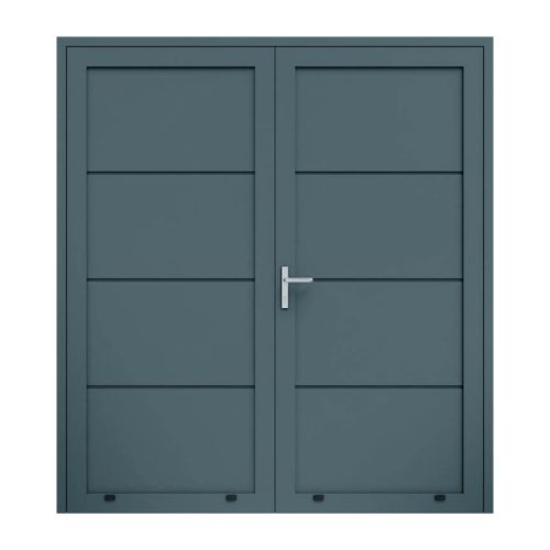 Alu Nebeneingangstür 2-flügelig - Maße: 2000 x 2000 mm (B x H), Farbe: anthrazit RAL 7016, Anschlag: innen rechts - DIN rechts