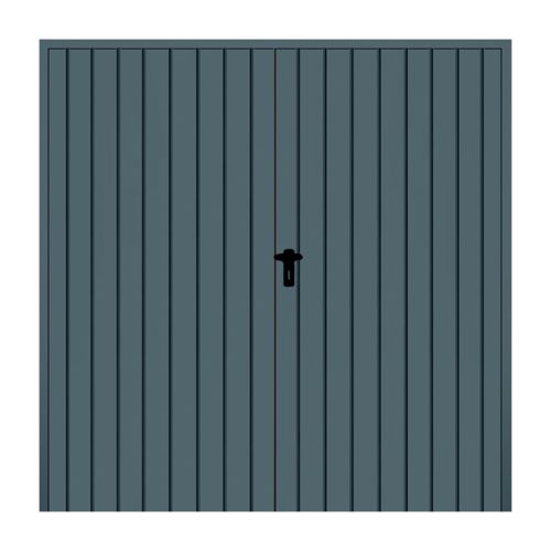 Stahl Flügeltor 2-flügelig ohne Dämmung - Maße: 2000 x 2000 mm (B x H), Farbe: anthrazit RAL 7016, Öffnungsrichtung: DIN rechts