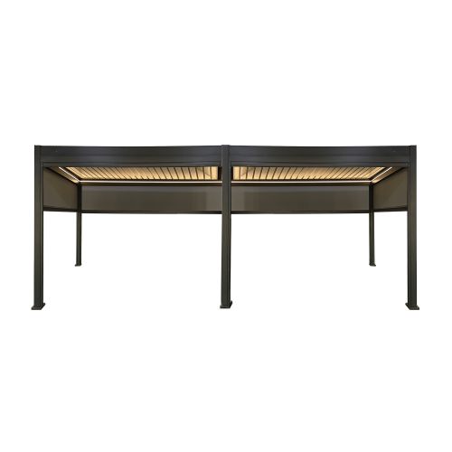 Pergola Dallas 6 m x 3 m mit LED und Sonnenschutz - Farbe: anthrazit, Höhe: 2500 mm