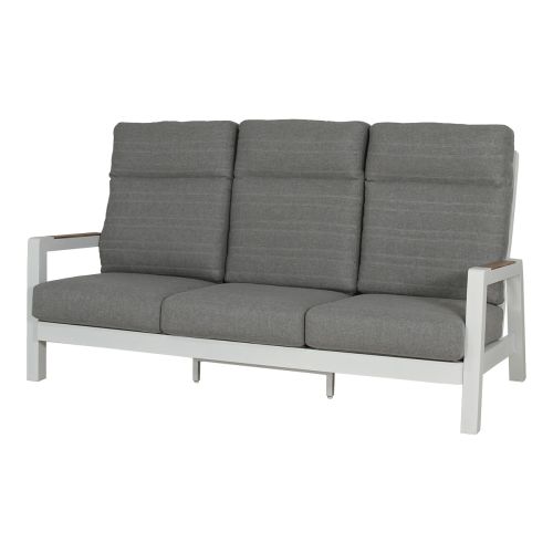 Sitzgarnitur Houston 3-Sitzer aus Aluminium - Aluminiumfarbe: weiß, Stofffarbe: dunkelgrau
