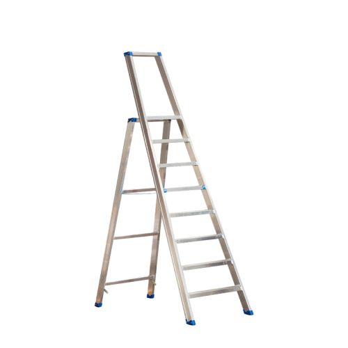 Alu-Stufen Stehleiter Mod. PL - Stufenanzahl: 8, Gesamthöhe mit Bügel: 2,36 m
