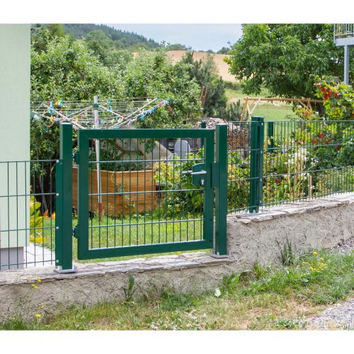 Rohrrahmenflügeltor 1-flügelig - Ausführung: grün beschichtet, Höhe: 163 cm, Durchgangslichte: 250 cm