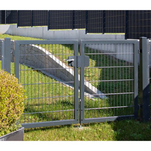 Rohrrahmenflügeltor 2-flügelig - Ausführung: anthrazit beschichtet, Höhe: 83 cm, Durchgangslichte: 200 cm