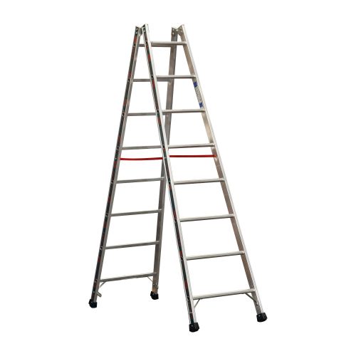 Alu-Sprossen Stehleiter Mod. S305 - Sprossenanzahl: 2 x 8, Länge: 2,40 m