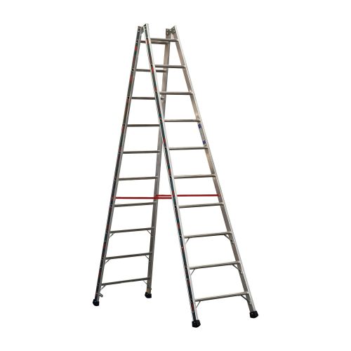Alu-Sprossen Stehleiter Mod. S305 - Sprossenanzahl: 2 x 10, Länge: 2,95 m