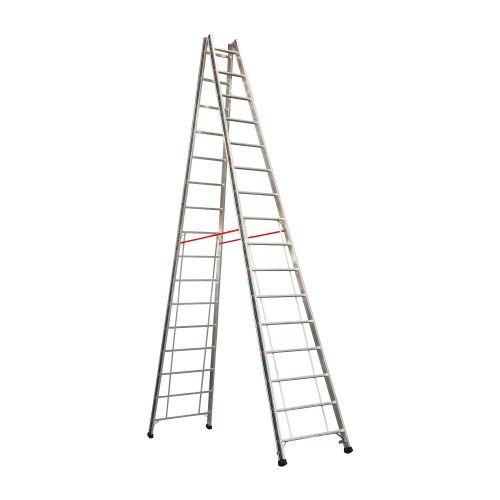 Alu-Sprossen Stehleiter Mod. S305 - Sprossenanzahl: 2 x 16, Länge: 4,65 m