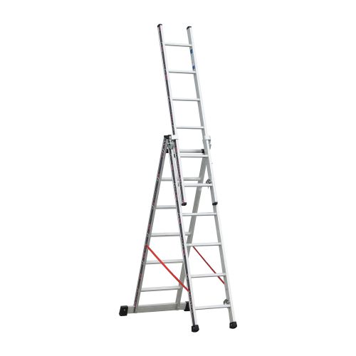 Euro-Profi Mehrzweckleiter 3-tlg. Mod. S307 - Sprossenanzahl: 3 x 6, max. Arbeitshöhe: 5,10 m
