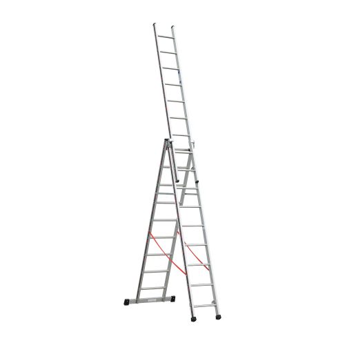 Euro-Profi Mehrzweckleiter 3-tlg. Mod. S307 - Sprossenanzahl: 3 x 9, max. Arbeitshöhe: 7,10 m