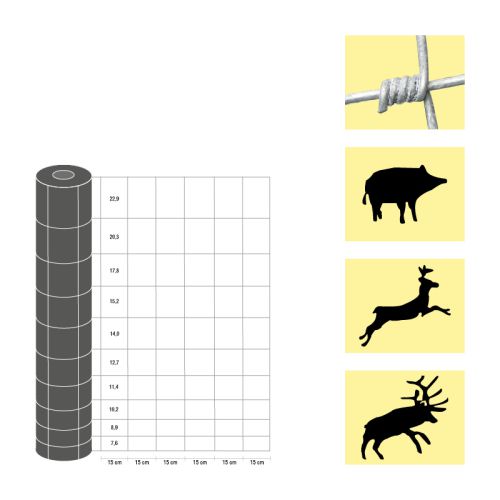 Weidezaun / Knotengeflecht Taurus schwer, Rollenlänge: 50 m, Kantendrähte: ø 3 mm, Draht: ø 2,5 mm - Höhe: 140 cm