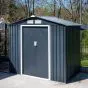 Gerätehaus Kompakt 2 - Farbe: anthrazit, Dachlänge: 2130 mm, Dachbreite: 1270mm, Gesamthöhe: 1850 mm
