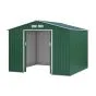 Gerätehaus Kompakt 4 - Farbe: grün, Dachlänge: 2770 mm, Dachbreite: 2550 mm, Gesamthöhe: 1920 mm