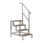 Montagetritt mit Geländer - Stufentiefe: 240 mm, Breite: 0,6 m, Höhe: 0,8 m, Gewicht: 18,5 kg, max. Gesamtbelastung: 250 kg, max. Belastung pro Stufe: 150 kg