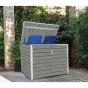 Alu / WPC Mülltonnenbox 2-flügelig - Farbe: hellgrau, Breite: 151 cm, Höhe: 118 cm, Tiefe: 95 cm