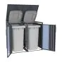 Mülltonnenbox Alina 2-flügelig – Farbe: anthrazit, Breite: 132 cm, Höhe: 116 cm, Tiefe: 80 cm