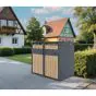 Mülltonnenbox 2-flügelig mit Pedalfunktion - Farbe: anthrazit & Holzoptik, Breite: 132 cm, Höhe: 116 cm, Tiefe: 80 cm