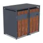 Mülltonnenbox 2-flügelig mit Pedalfunktion - Farbe: anthrazit & Rostoptik, Breite: 132 cm, Höhe: 116 cm, Tiefe: 80 cm