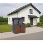 Mülltonnenbox 2-flügelig mit Pedalfunktion - Farbe: anthrazit & Rostoptik, Breite: 132 cm, Höhe: 116 cm, Tiefe: 80 cm