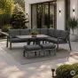 Essgruppe Malaga - bestehend aus 1x Sofa, 1x Sofa rechts, 1x Gartentisch, 2x Hocker