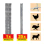 Weidezaun 50 m Set Taurus leicht - Höhe: 160 cm, inkl. 25 Pfosten, Horizontaldrähte: 23